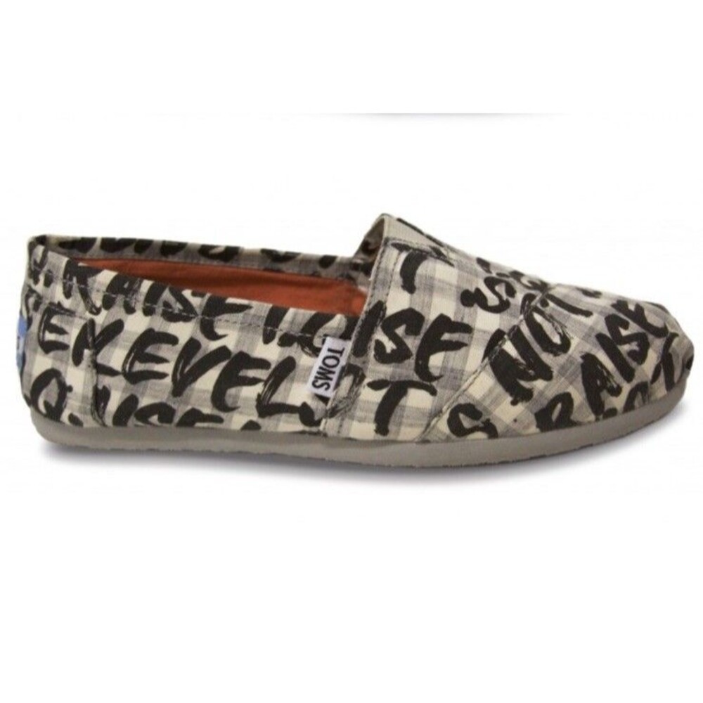 NIB TOMS Classic Alpargata "Raise IQs Not Sea Level" Rare Print HTF Women Sz 6.5
